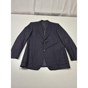 Vintage Scabal Savile Blazer Mens 44L Blue Wool Jacket 80s Gold Buttons